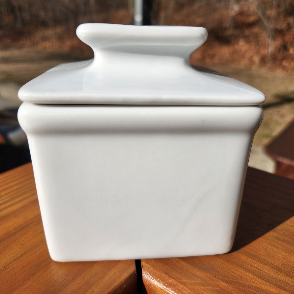 Fox Run Square White Porcelain Butter Keeper/Butter Bell